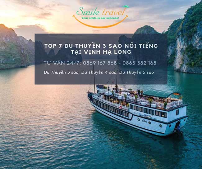Top 7 Du Thuyền 3 sao nổi tiếng tại Vịnh Hạ Long